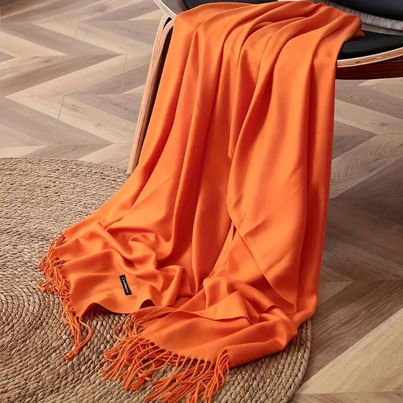 

Женские пашминовые шарфы-шали с эффектом мягкого кашемира, головные платки для путешествий и офиса, теплые зимние хиджабы, однотонные женские накидки, женские банданы