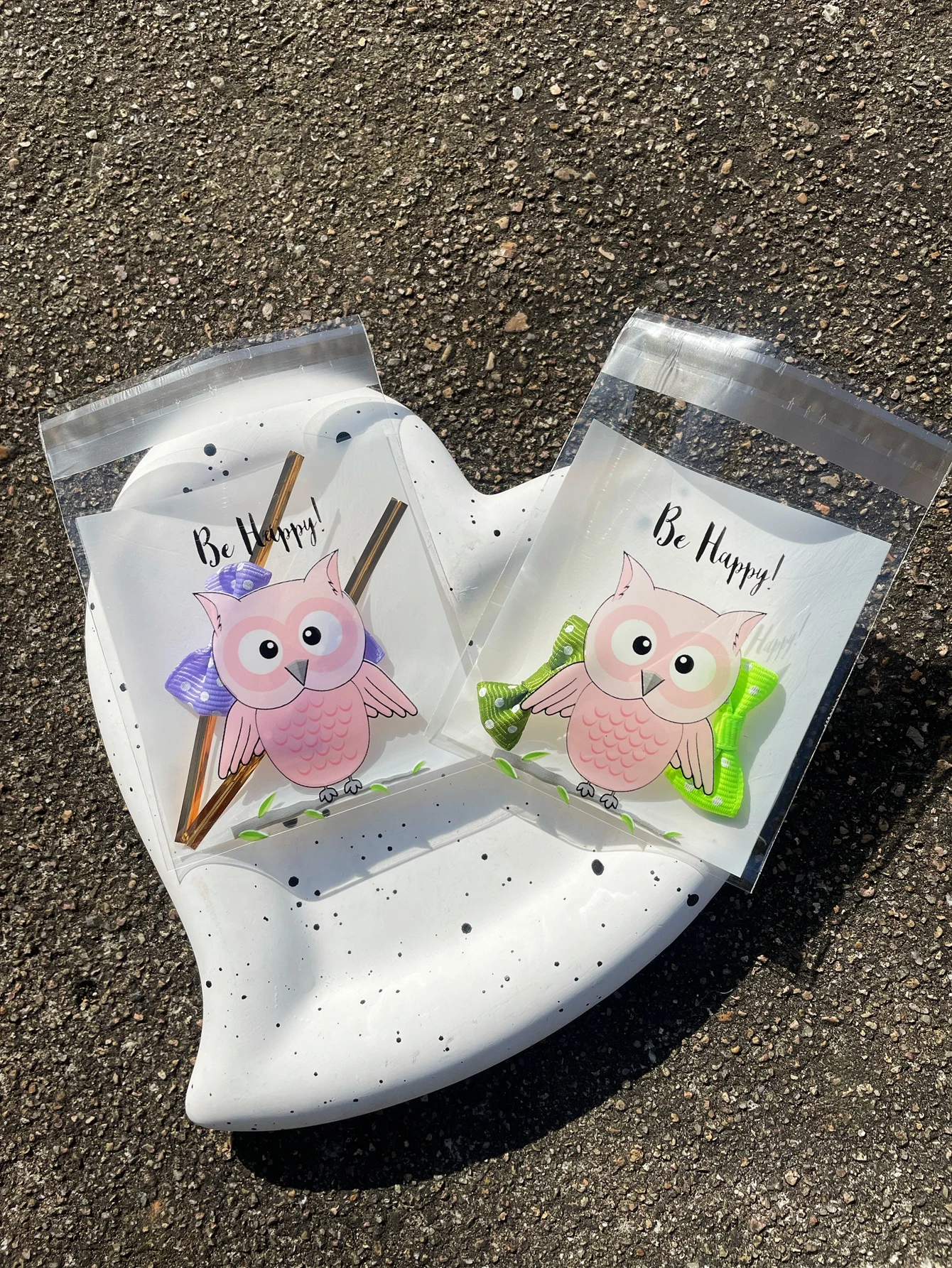 100pcs Cute Animals Printed OPP Self-sealing Bag, Pink Owl Pattern Be Happy Blessing Printed Small Gift Candy Package Bags