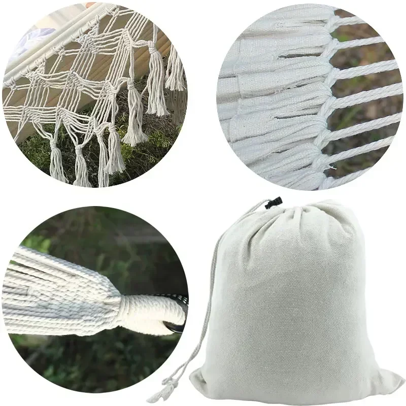 

286*140cm 2 Person Hammock Large Brazilian Macrame Fringe Double Deluxe Hammock Swing Net Chair Outdoor Hanging Hammock Swings