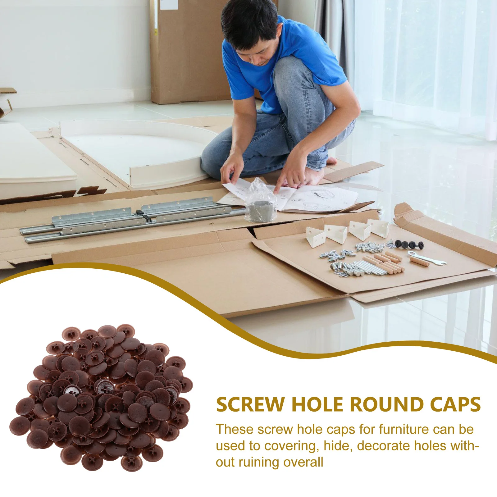 

1000pcs Eccentric Wheel Covers Pp Plastic Screw Hole Caps For Furniture Diy Replacement Plug Durable Cabinet Fixing Hardware