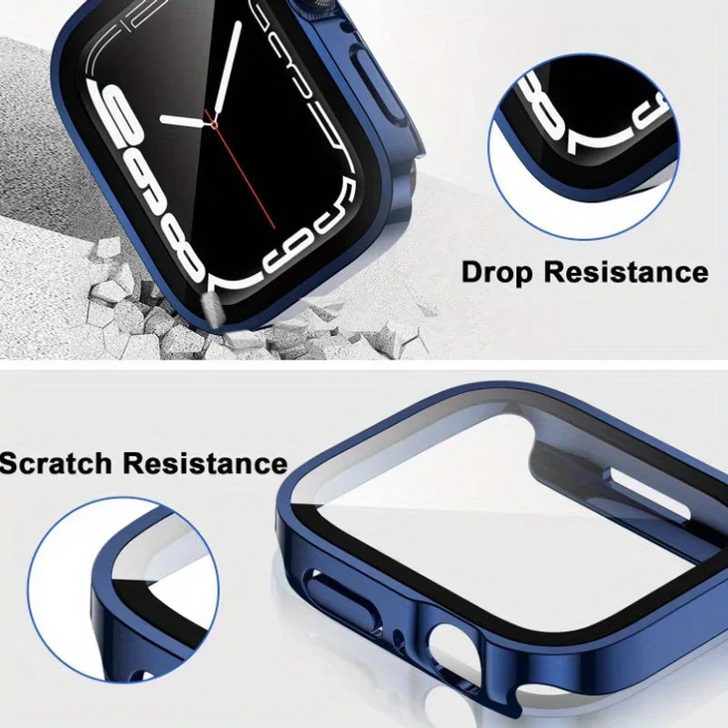 2PCS Waterproof Case for Apple Watch 7 8 9 45mm 41mm-44/40mm Bumper Screen Protector 2 PACK Edge Cover iWatch 5-SE-6 Accessories