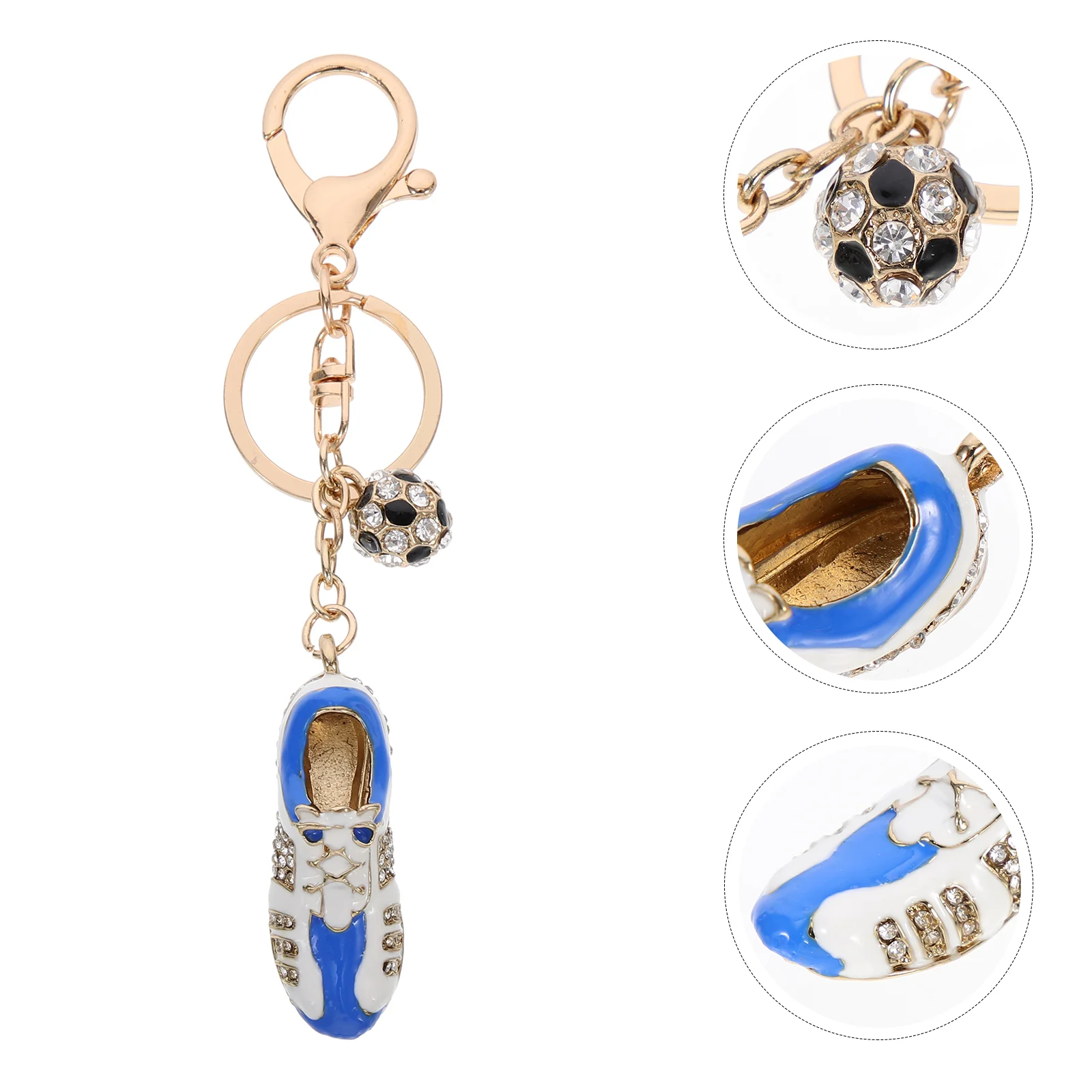 Soccer Decorations Football Shoe Keychain Fob Rhinestone Rhinestones Sports Ring