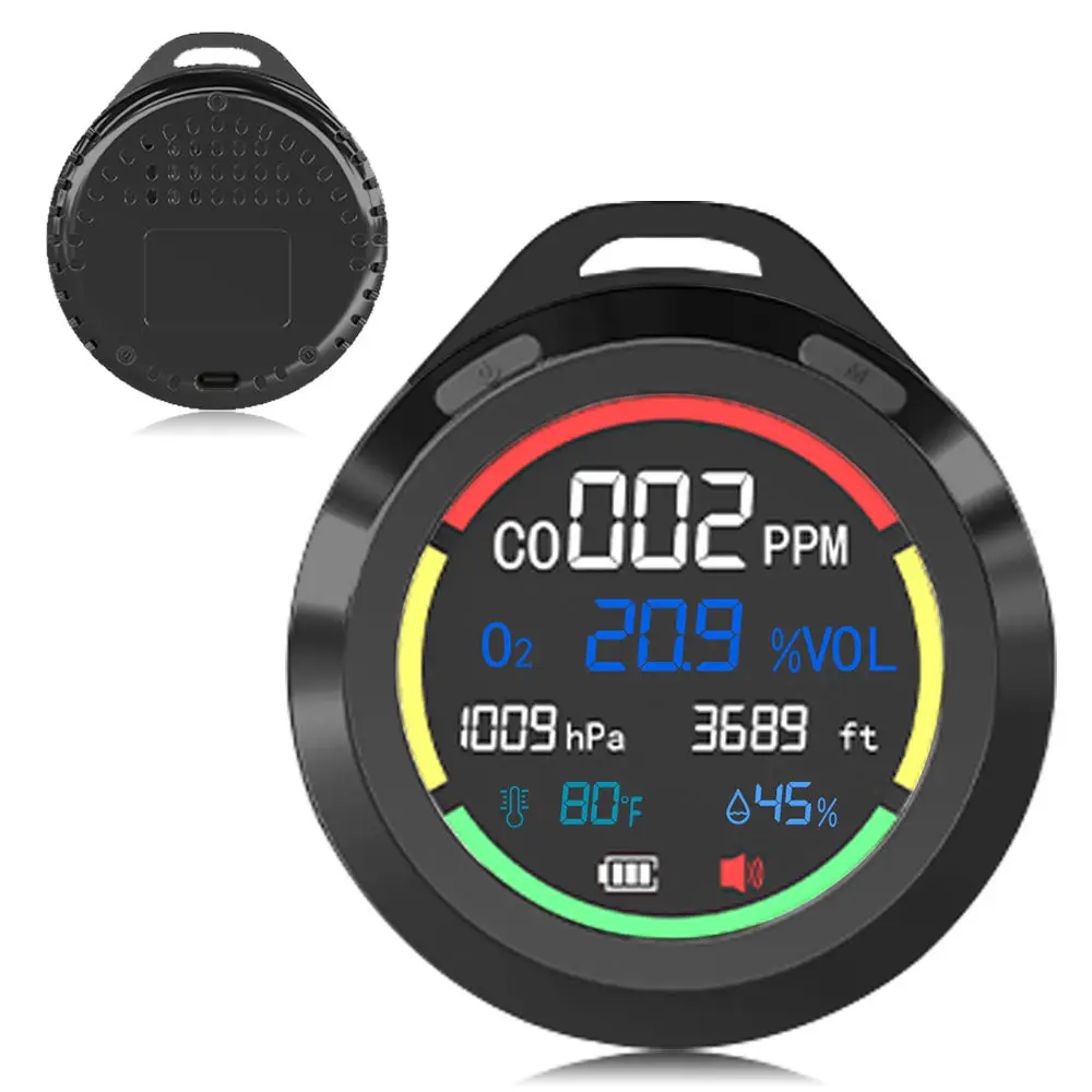 

Long Standby Time Of 72 Hours Outdoor Portable 6-in-1 O2 CO Accurate Air Quality Monitor DC 5V/2A Smart Monitoring Oxygen Meter