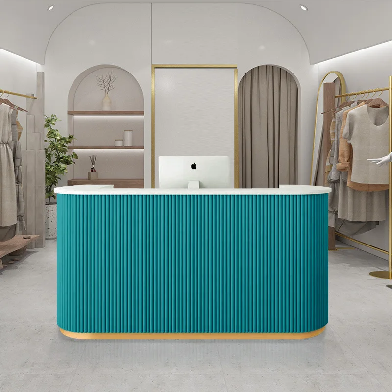 

High Quality Small Front Desk Custom White Curved Small Clinic Reception Desk for Retail