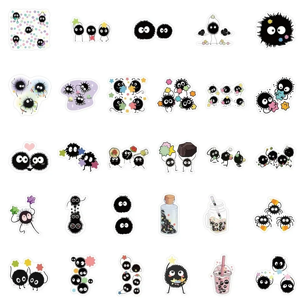 50PCS Soot Sprites adesivi simpatico elfo cartone animato adesivo decorazione fai da te bagagli laptop telefono chitarra auto bici adesivo giocattoli per bambini regali