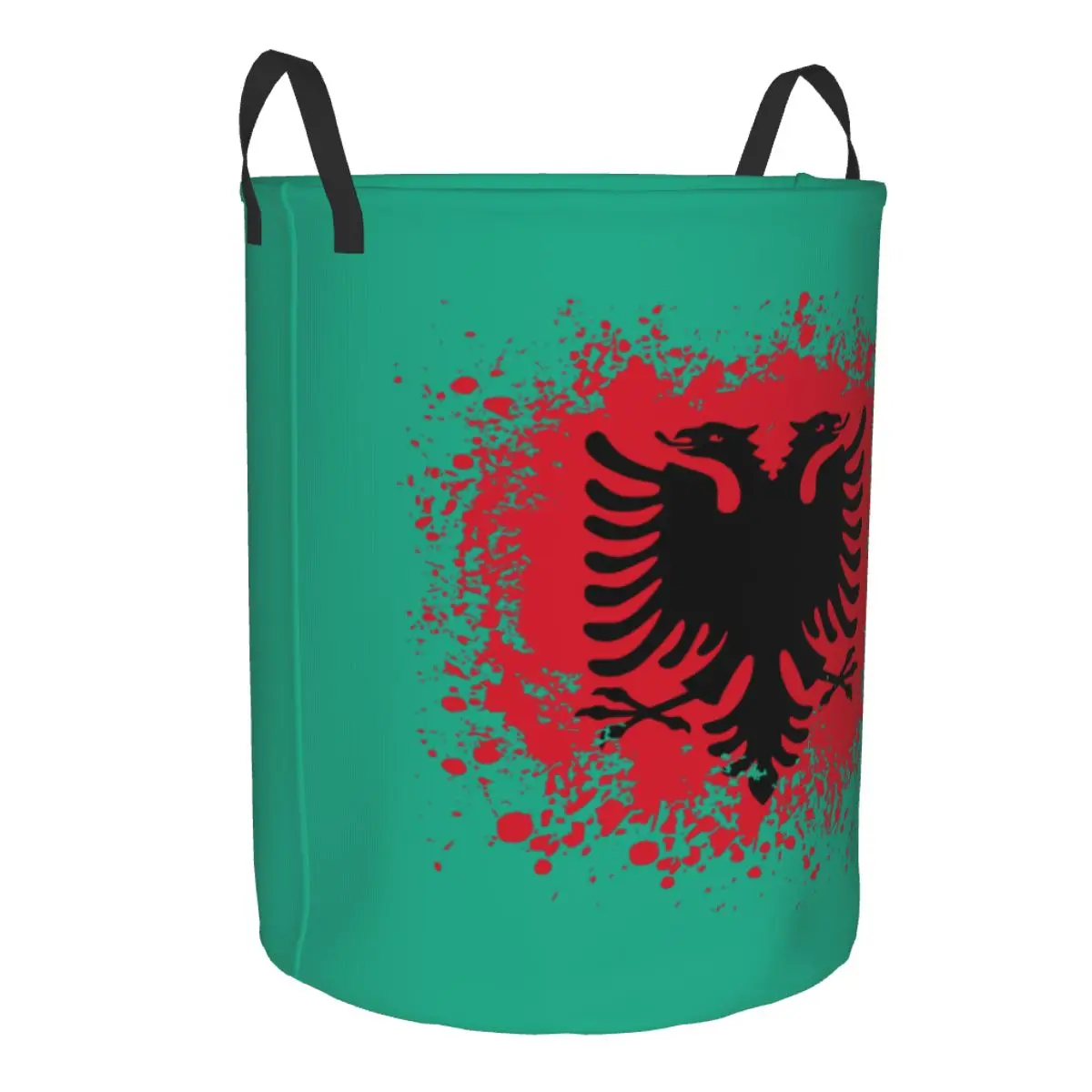 Retro Albania Flag Laundry Basket Collapsible Albanian Eagle Toy Clothes Hamper Storage Bin for Kids Nursery