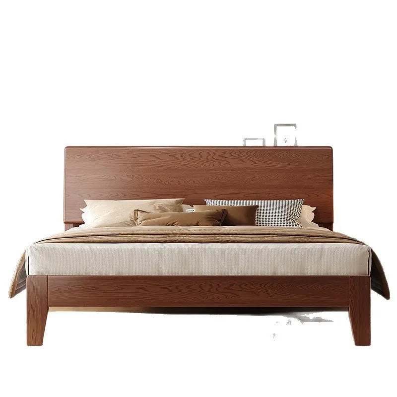 Nordic oak bed, all solid wood bed, master bedroom high-end atmosphere 1.8 meters