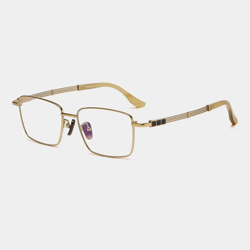 VAMAX High-end Handcrafted Titanium Frame Natural Horn Eyeglasses Full Rim Business Style