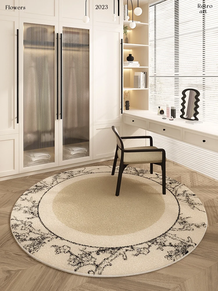 French Style Cloakroom Round Carpet Home Decor Soft Thick Winter Bedroom Carpet Dressing Table Floor Mat Living Room Rug Bedside
