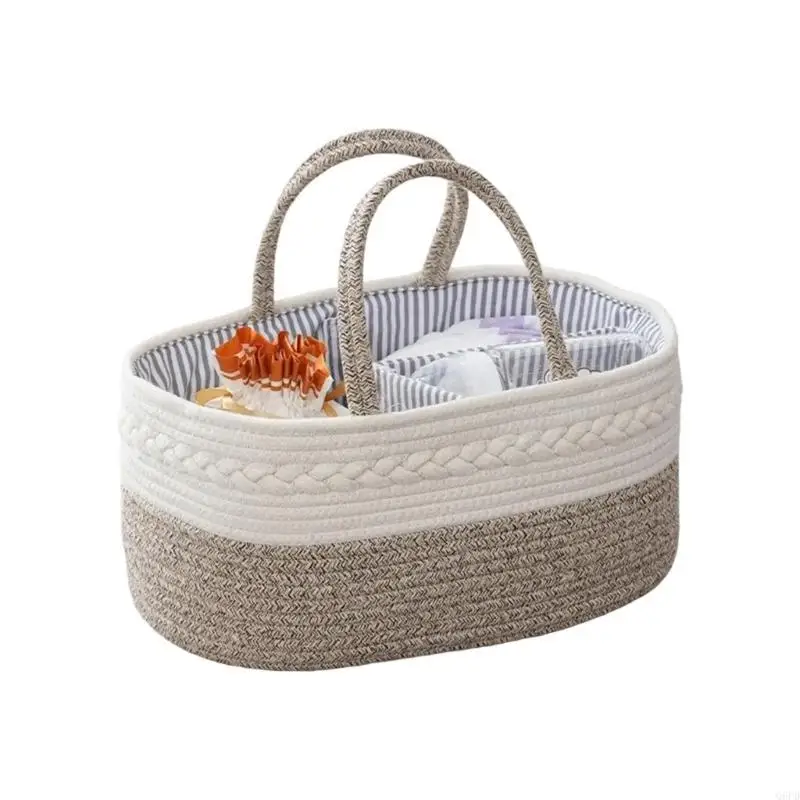 

Portable Diaper Organiser Bag Travel Storage Basket with Detachable Partition