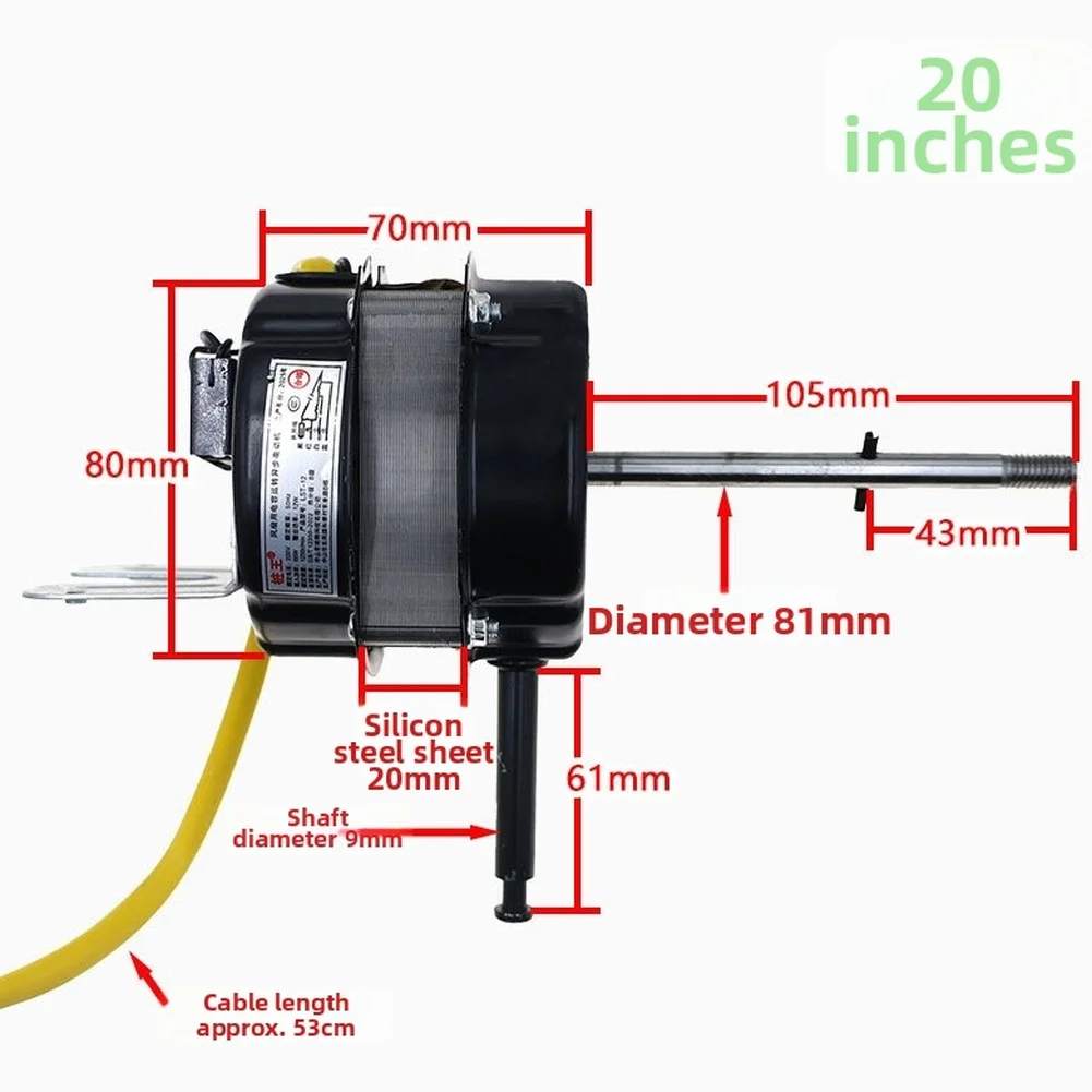 Remote Controlled 20 Inch Pedestal Fan Motor 65W Input Power Double Ball Bearing Compatible with 220V Household Voltage