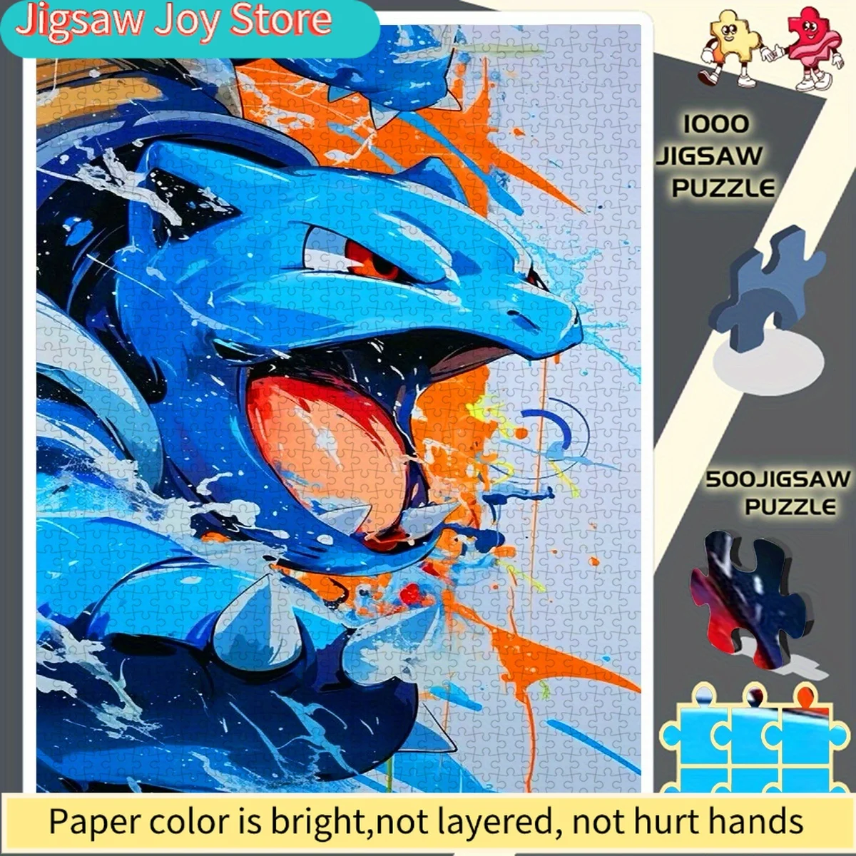 

Пазл с изображением синего гневливого дракона в стиле инк-арт - безрамочный вариант для самостоятельной сборки для любителей, бумажный пазл - интерактивная головоломка - изысканный пазл