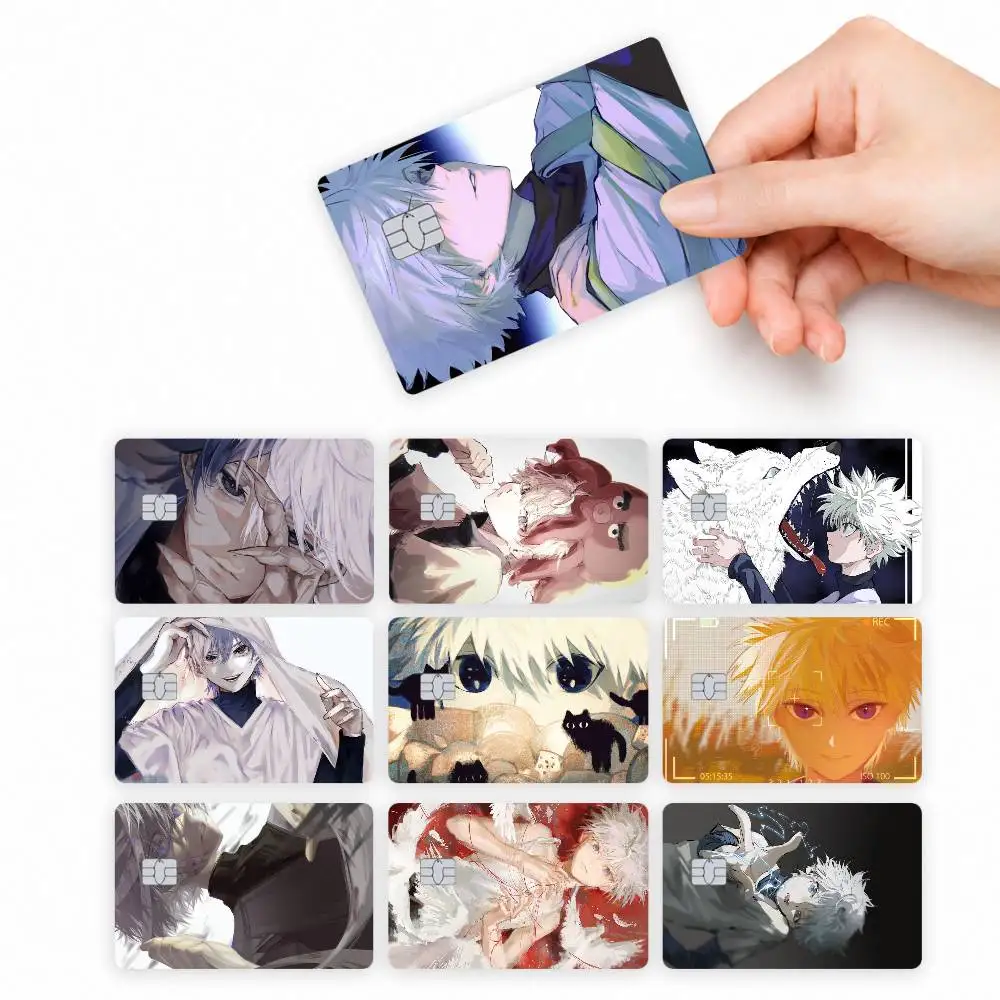 Anime K-Killua  4pcs Credit Card Skin Stickers Suitable for Bank Debit Subway Bus Transit Pass Decorative Cover
