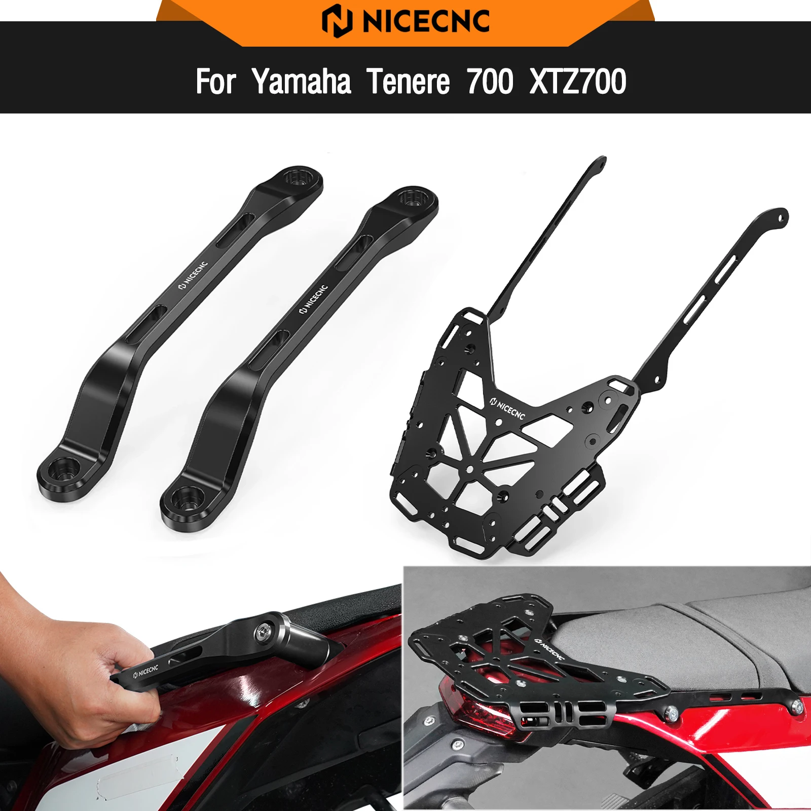 

2019-2024 For Yamaha Tenere 700 XTZ700 Motorcycle Rear Luggage Rack Passenger Grab Handles Seat Bar Rail Rally Edition 2020-2024