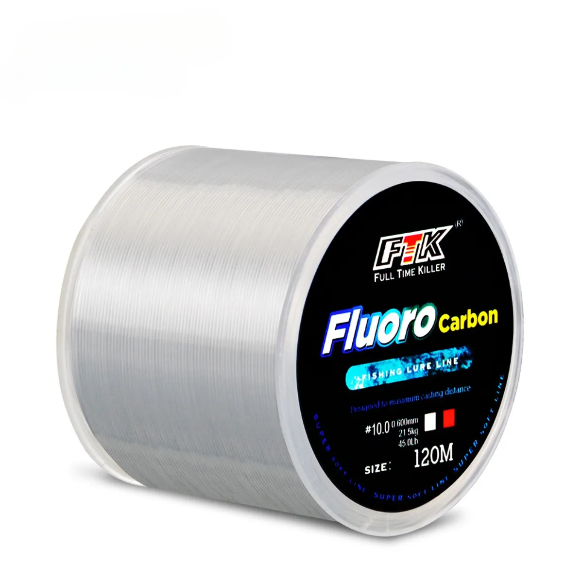 Linha de pesca invisível de 120m, linha de pesca com revestimento de fluorocarbono, 0.20mm-0.50mm 4.13lb-34.32lb, linha manchada super forte