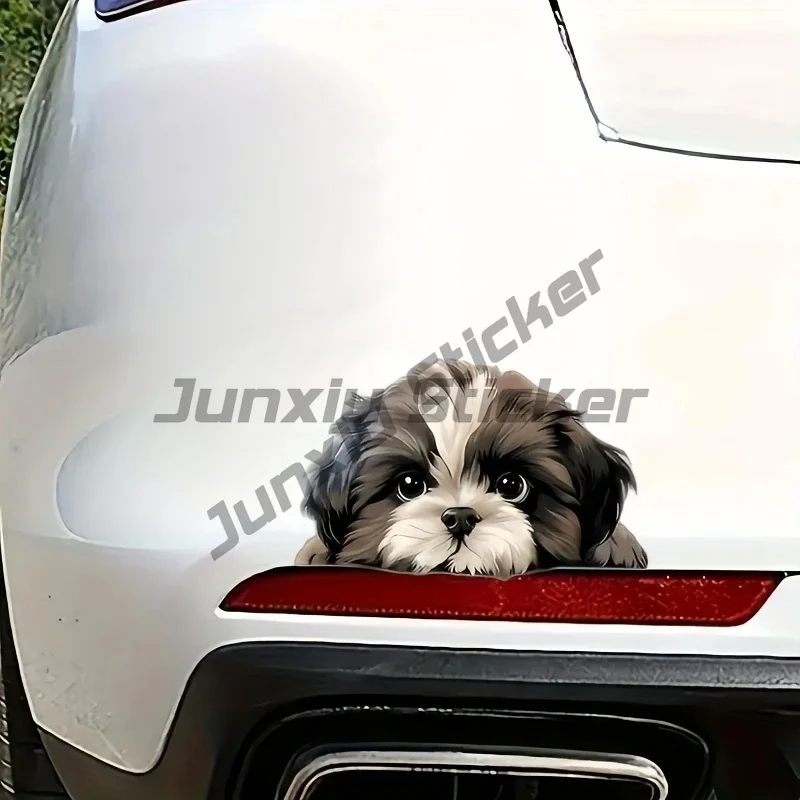 

Cute Peeking Shih Tzu Puppy Decal Car Stickers - Scratch Blocking - Self-Adhesive Waterproof Decal, Used for Car, Laptop
