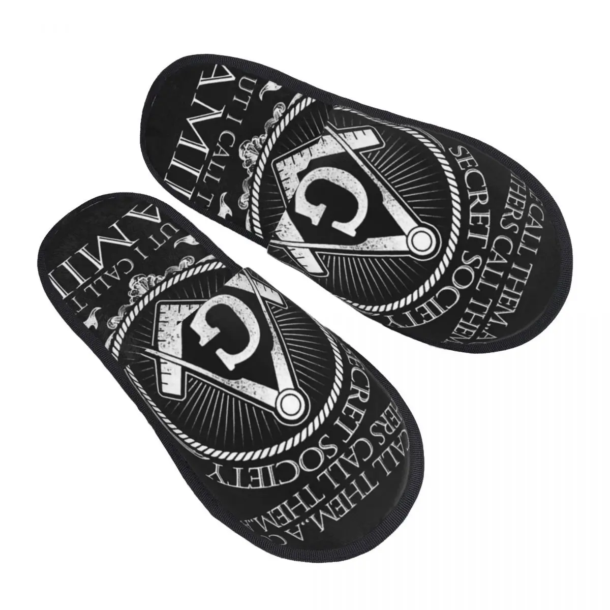 Custom Freemasonry Symbol Cozy Scuff Memory Foam Slippers Women Masonic Spa House Shoes