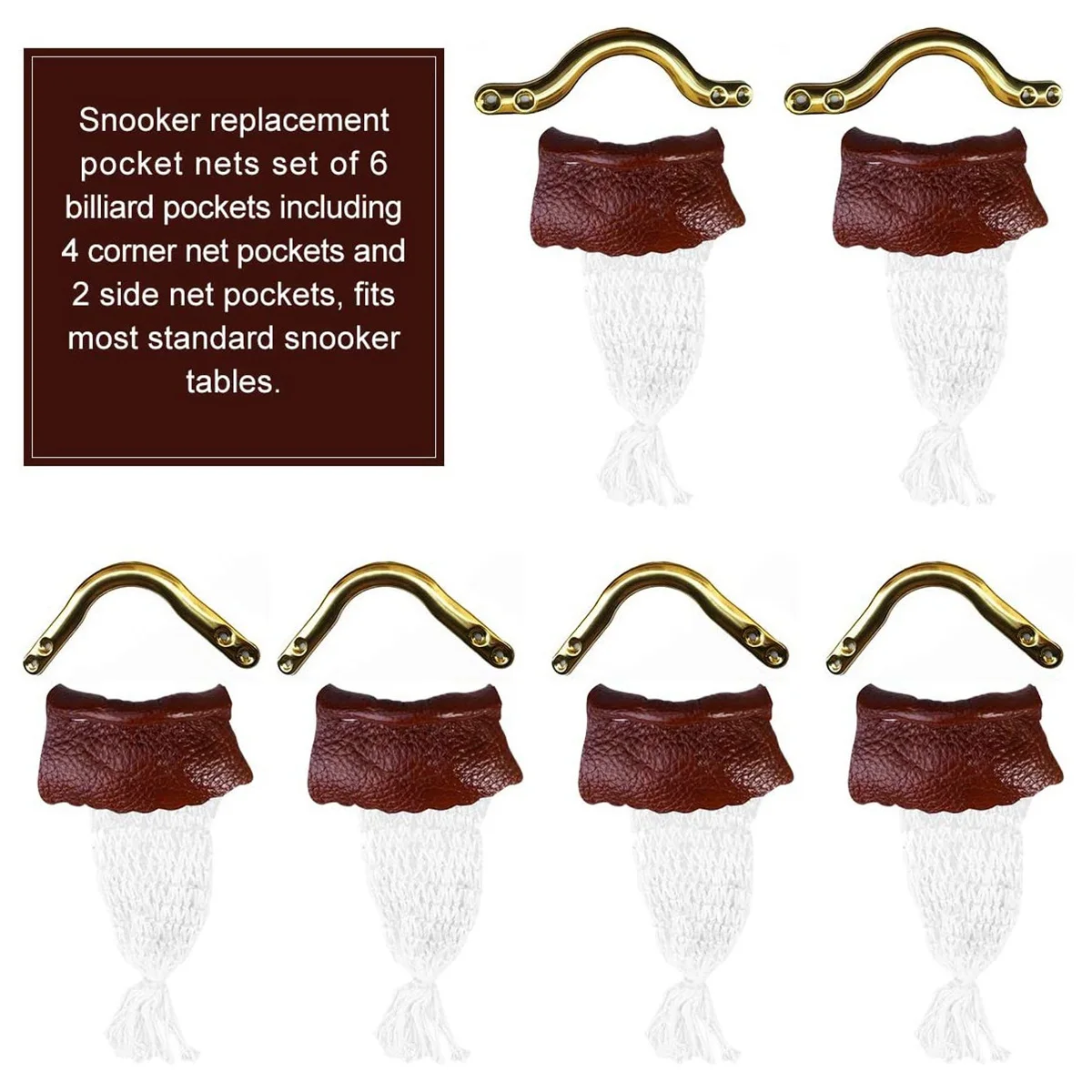 Snooker Pocket Nets Billiard Pool Table Pocket Net Replacement Snooker Table Leather Pockets Set Of 6-B60B
