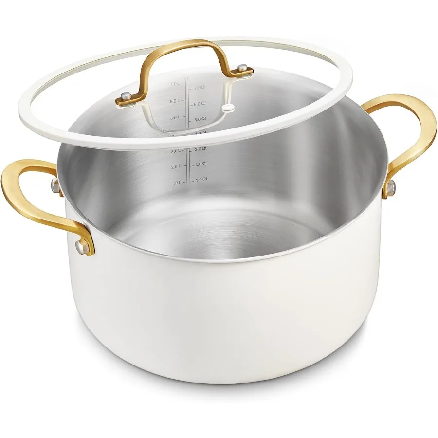 

6 Quart TriPly Stainless Steel Stockpot with Visible Lid for Even Heat Distribution Suitable for Induction Cooking and All Stov