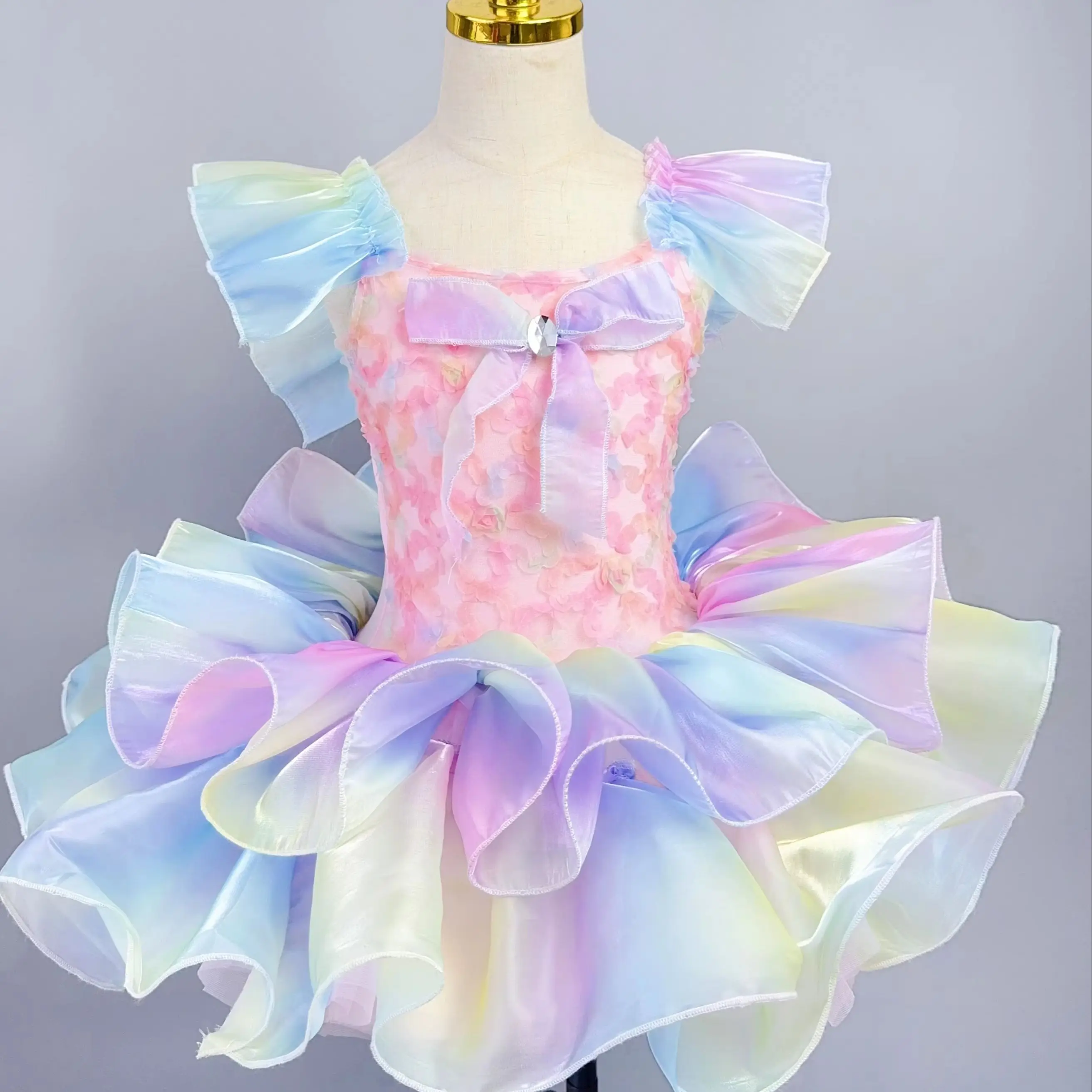 여아 모던 댄스 튜튜 드레스 어린이 재즈 공연 의상 공주 코스튬 키즈 우아한 스커트 댄스 이벤트용