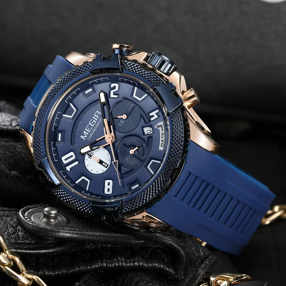 MEGIR Men's Watches Fashion Sport Quartz Watch Waterproof Date Chronograph Military Wristwatches Clock Reloj Hombre 2200