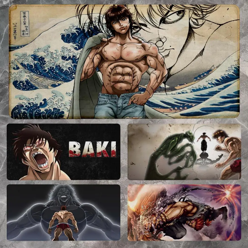 Alfombrilla de ratón h-hanma Baki de 90x40CM, alfombrilla de ratón antideslizante para juegos, alfombrilla de ratón para deportes electrónicos, teclado mecánico XXL, alfombrilla de escritorio