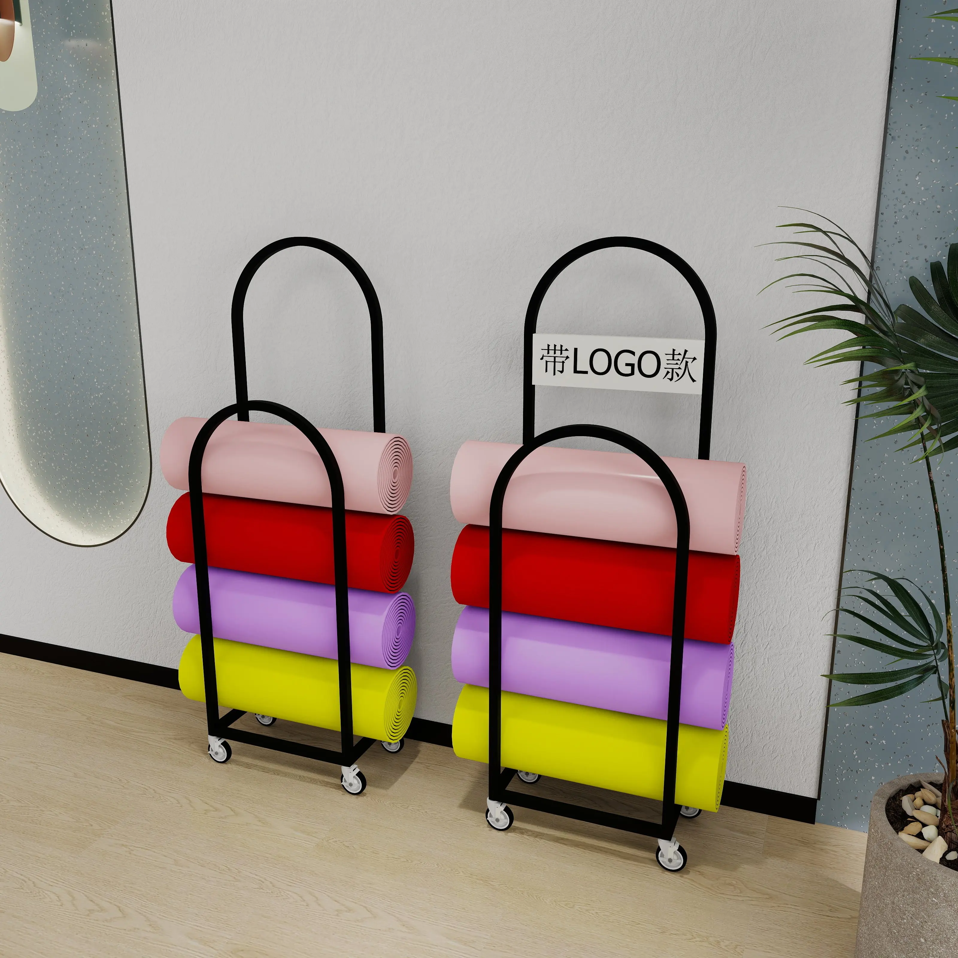 Yoga mat display shelves, large-capacity storage equipment, shelves for yoga mats in multi-layer museums, artifacts landing