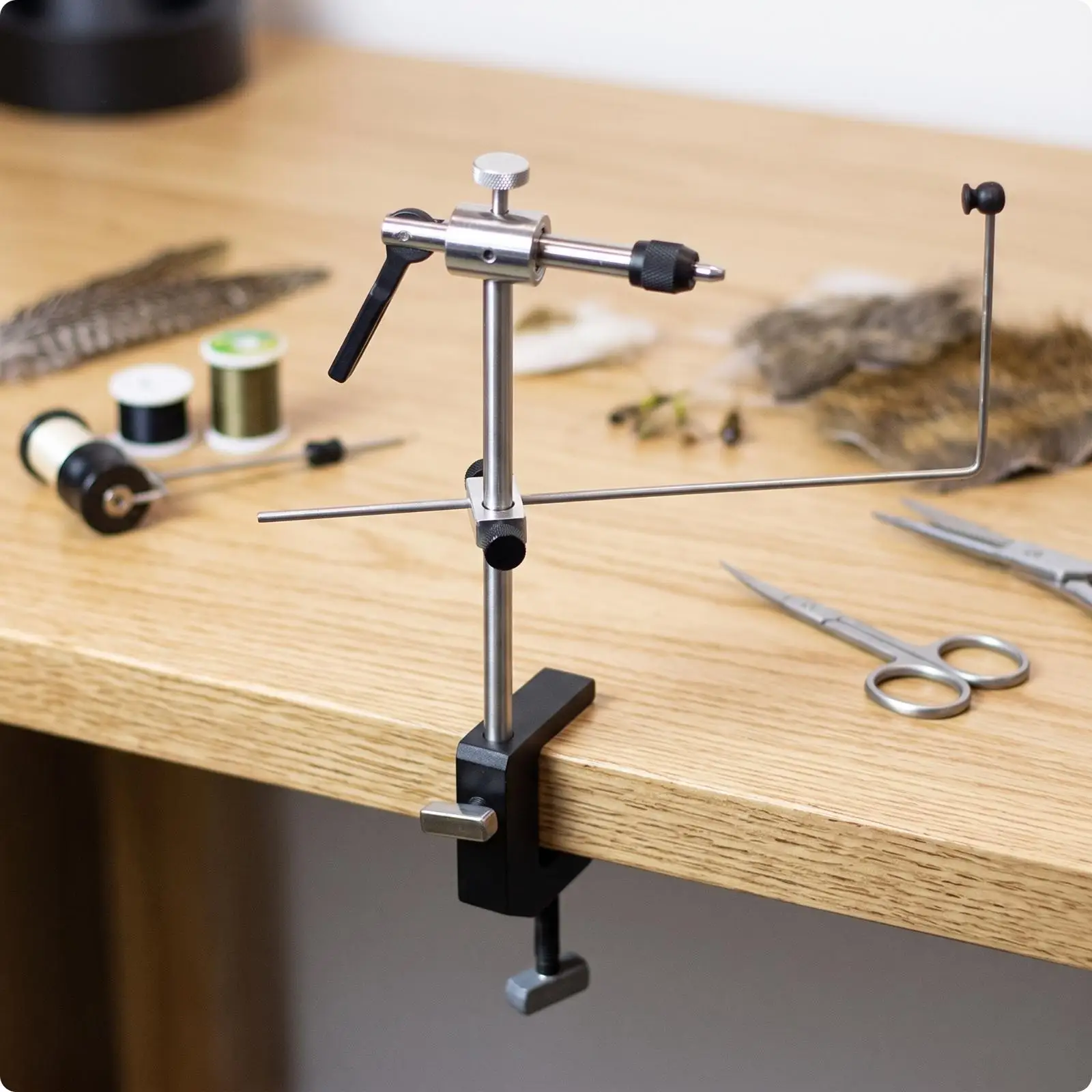 Fly Tying Vise with Bench Mount Rotating Clamp Heavy Duty Steel Hook Grip for Detailed Lure Crafting
