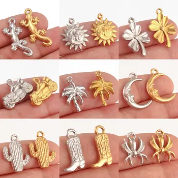 3件組椰子樹/靴子/蜘蛛/太陽/仙人掌造型不銹鋼熱帶沙漠吊墜,適用於項鍊、手鍊DIY飾品製作 10 最佳銷售 椰子女孩 - №10