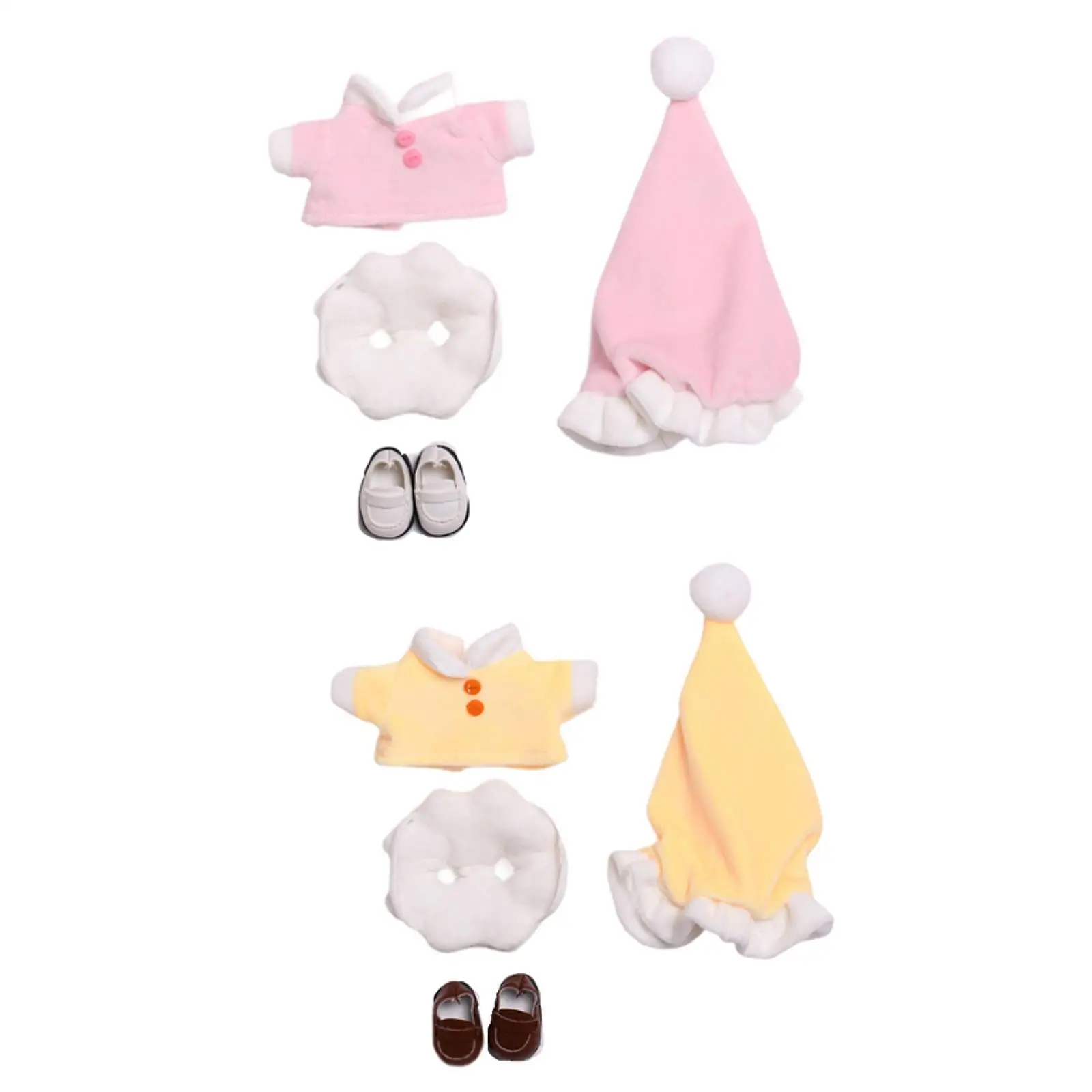 Doll Sleepwear DIY Doll Decor Soft Include Top, Pants, Hat, Shoes Costume Accessories for 15cm Doll Baby Doll Halloween Gifts