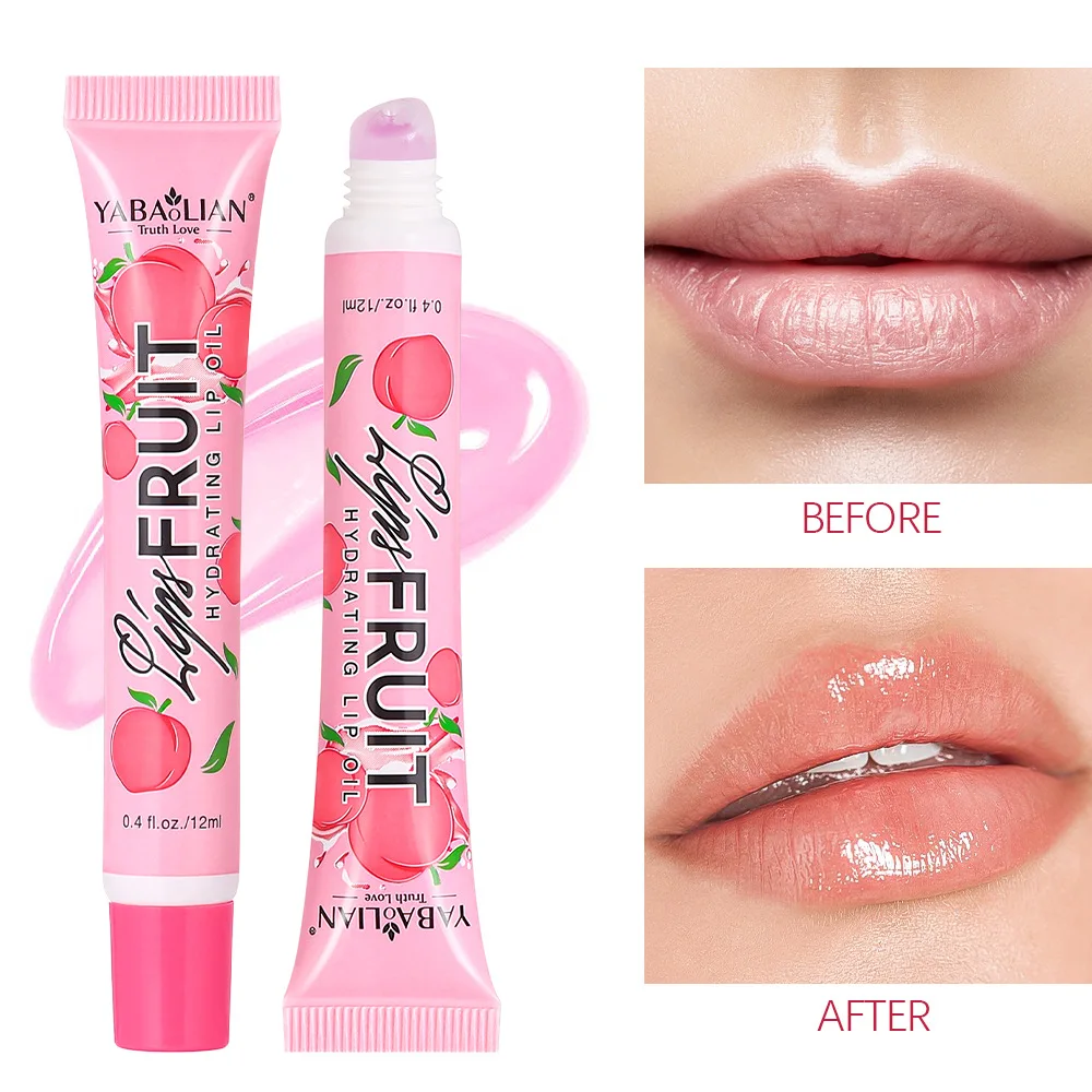 Shiny Fruit Lip Oil Gloss 6 Colors Lip Plumper Hydrating Overnight Lip Mask Non Sticky Glossy Daily Essential