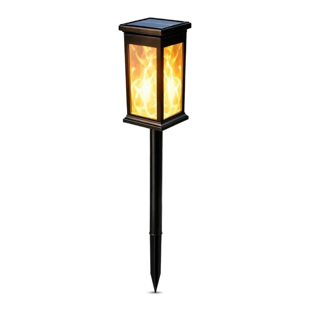 Waterproof Solar Pathway Lights Flickering Flame IP65 Waterproof Landscape Lights 3D Flame Simulated Flames Garden Path Light