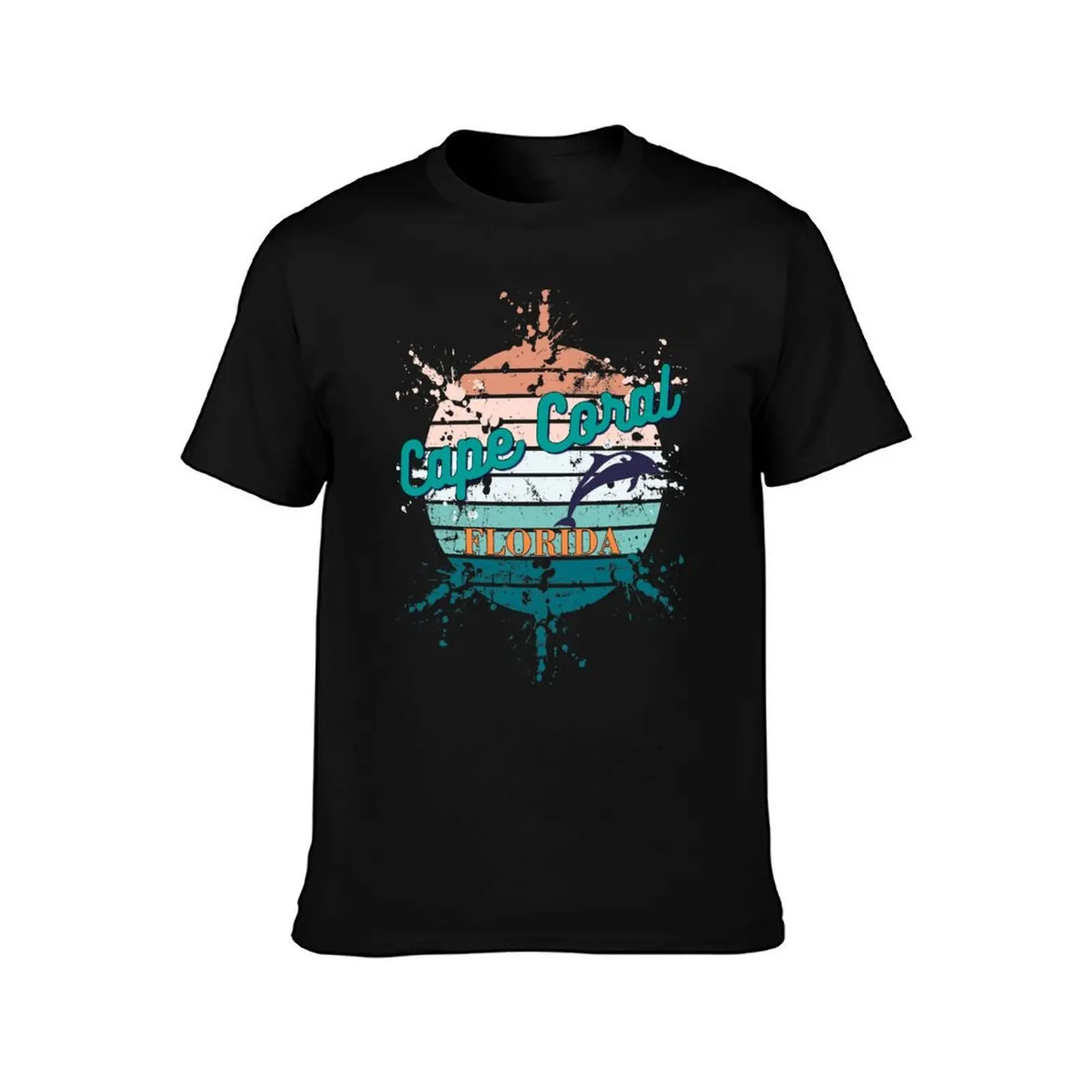 Cape Coral Florida Exploding Watercolor Retro Sunset T-Shirt Plus Size Loose Fit T-Shirt