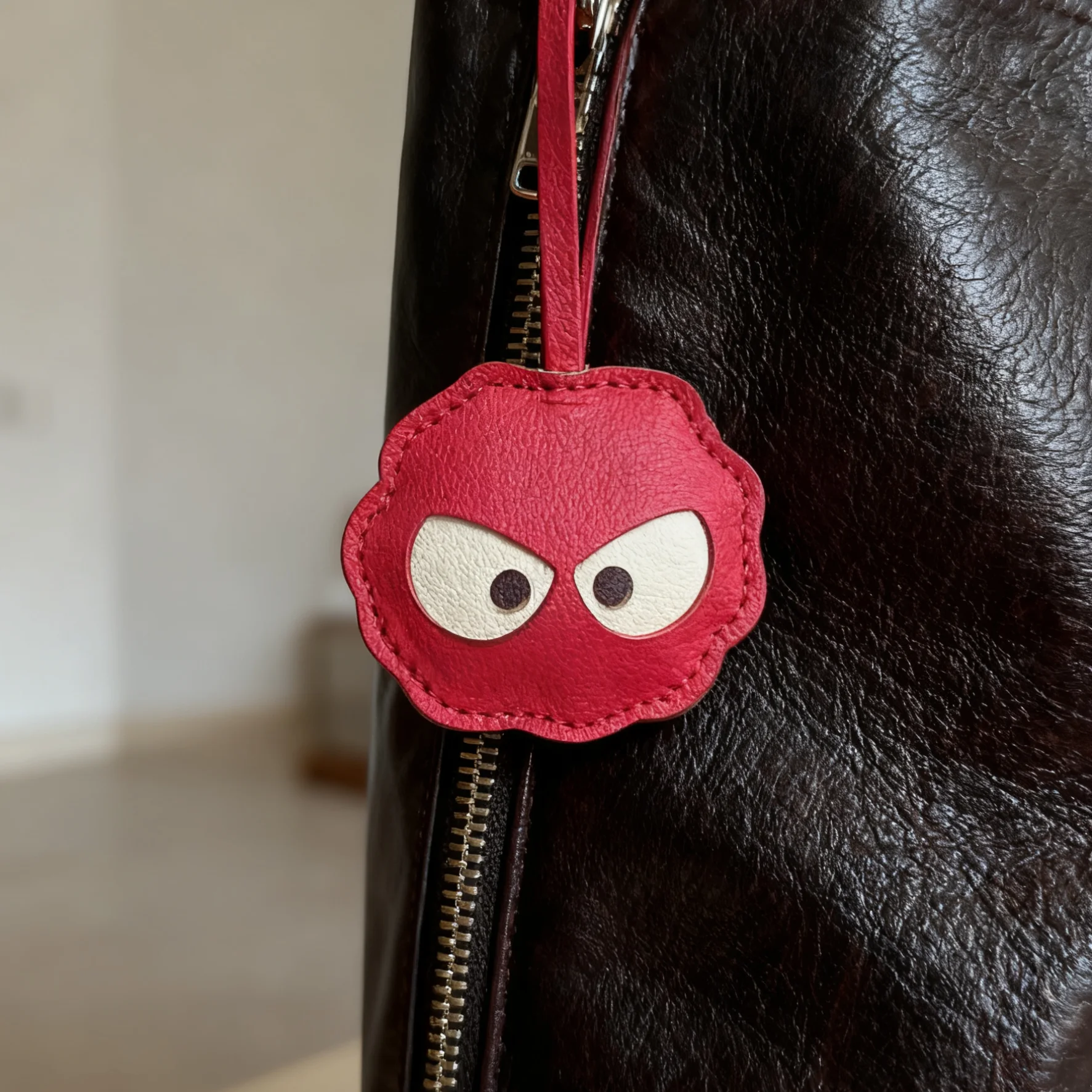 حقيبة كبيرة مصنوعة يدويًا من الجلد الطبيعي ذات عيون كبيرة وحقيبة ظهر ذات ملمس عالي الجودة وإكسسوارات صغيرة لتزيين سلسلة مفاتيح السيارة