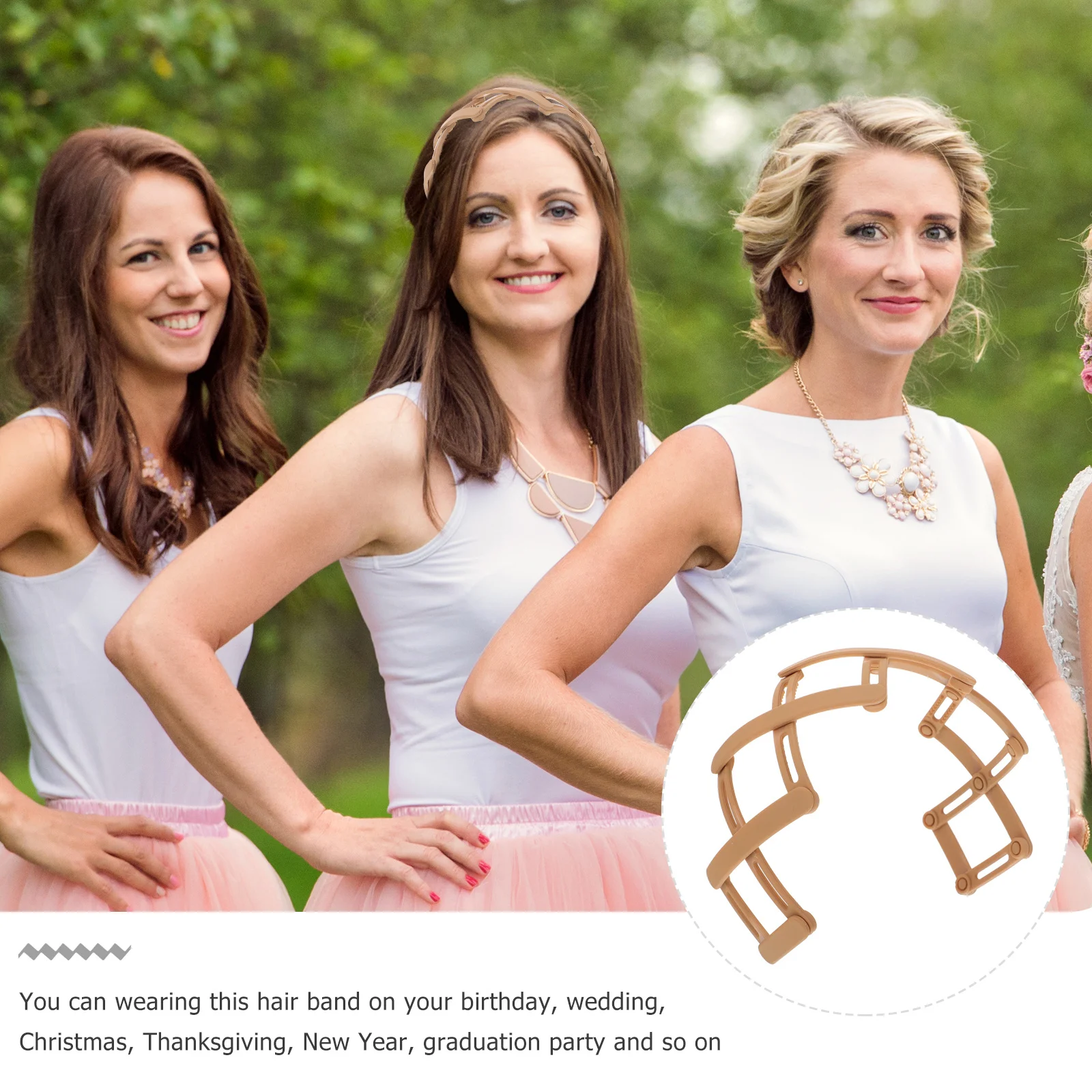 

2Pcs Retractable Pocket Hairband Durable Anti-Slip Plastic Teethed Hairband Flexible Comfortable for Party Wedding Use