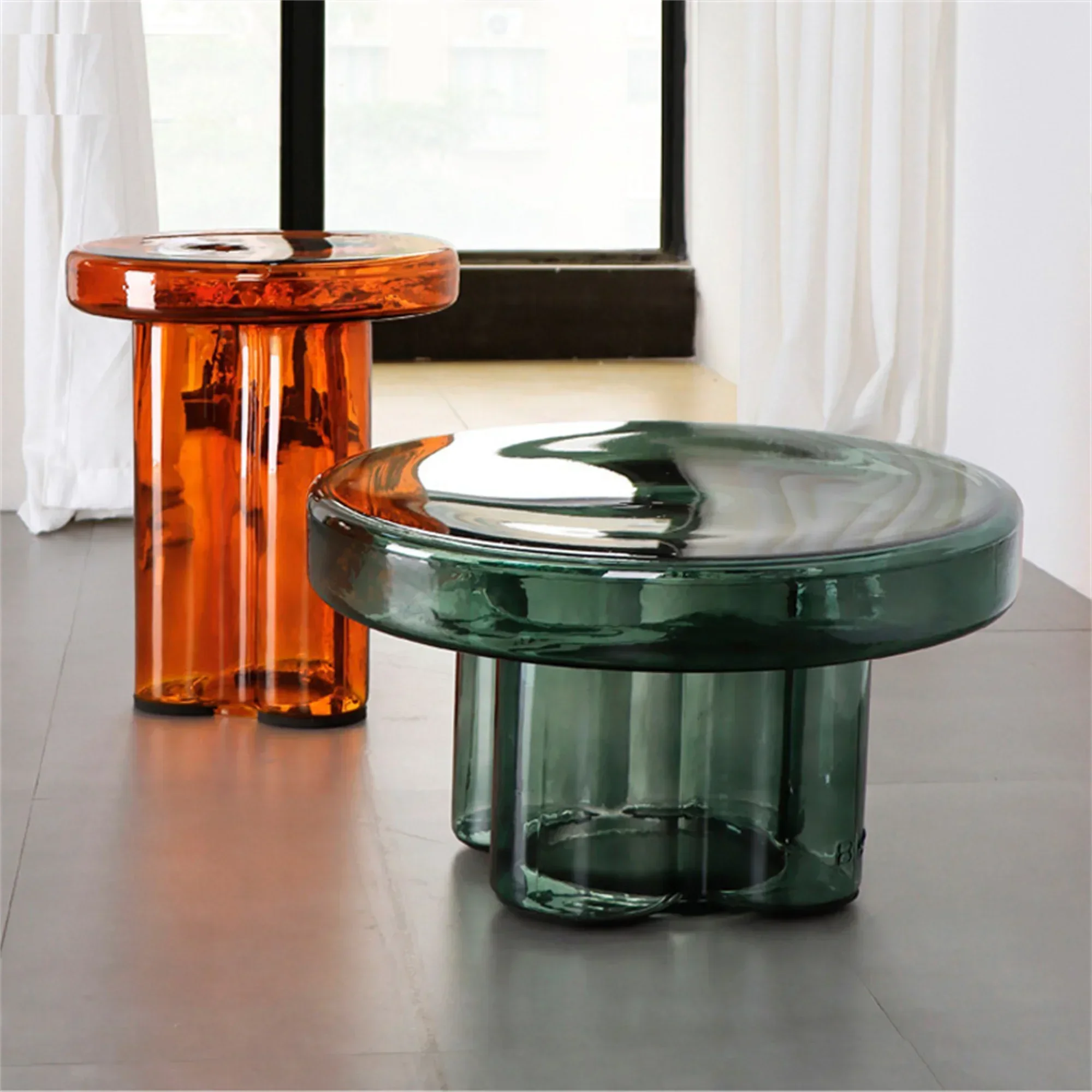 Nordic Light Luxury Glass Coffee Table Creative Petal Shape Living Room Combination Modern Creative Furniture