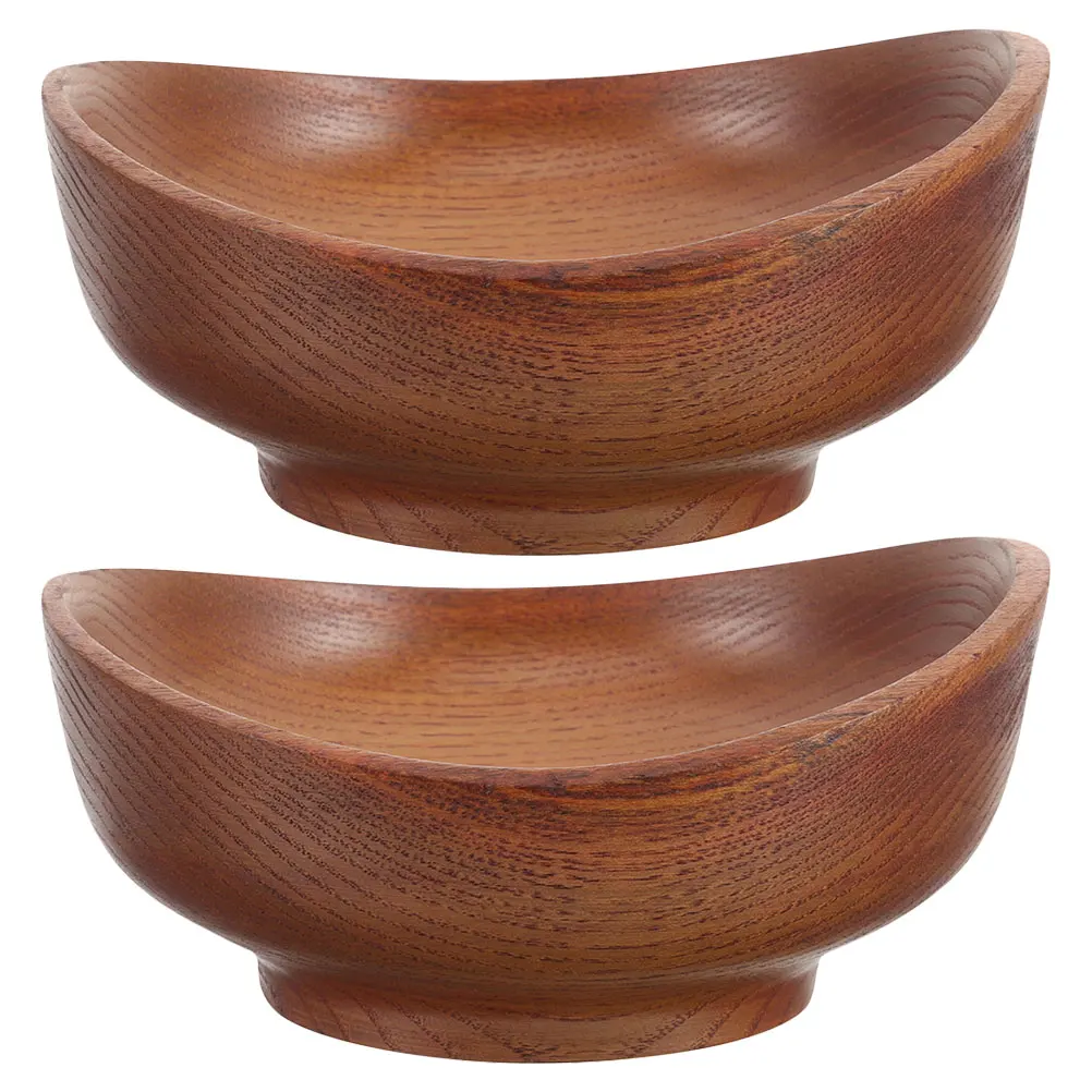 

2pcs Acidwood Serving Bowls Japanese Design Natural Wood Fruit Nut Snack Bowl For Popcorn Pasta Cereal Kitchen Dining Set