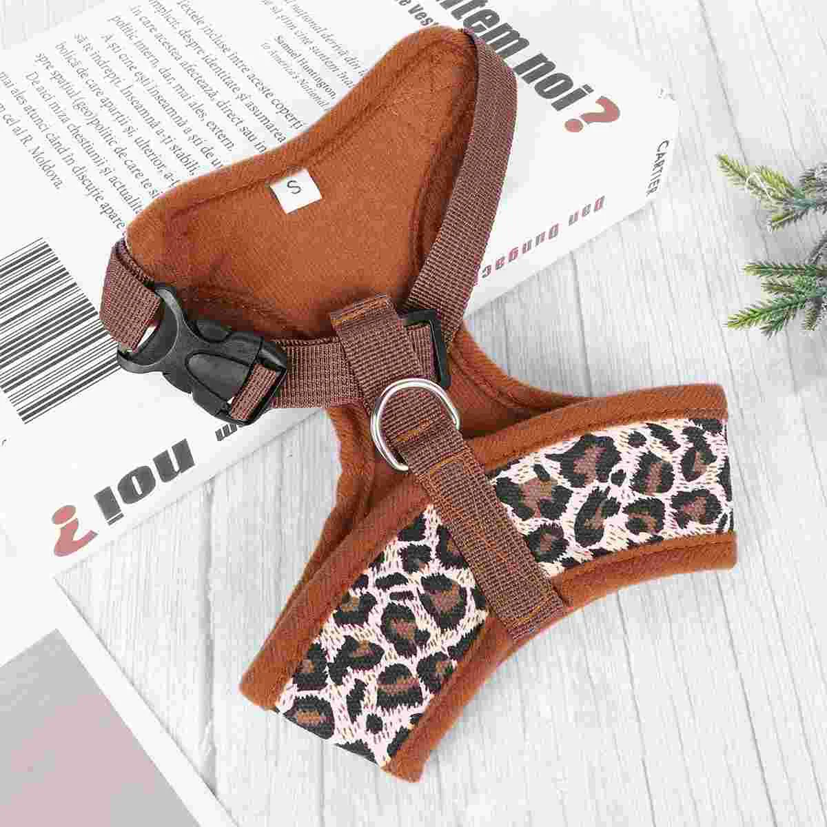 Pet Dog Adjustable Canvas Chest Harness - Size XS (Leopard Print)