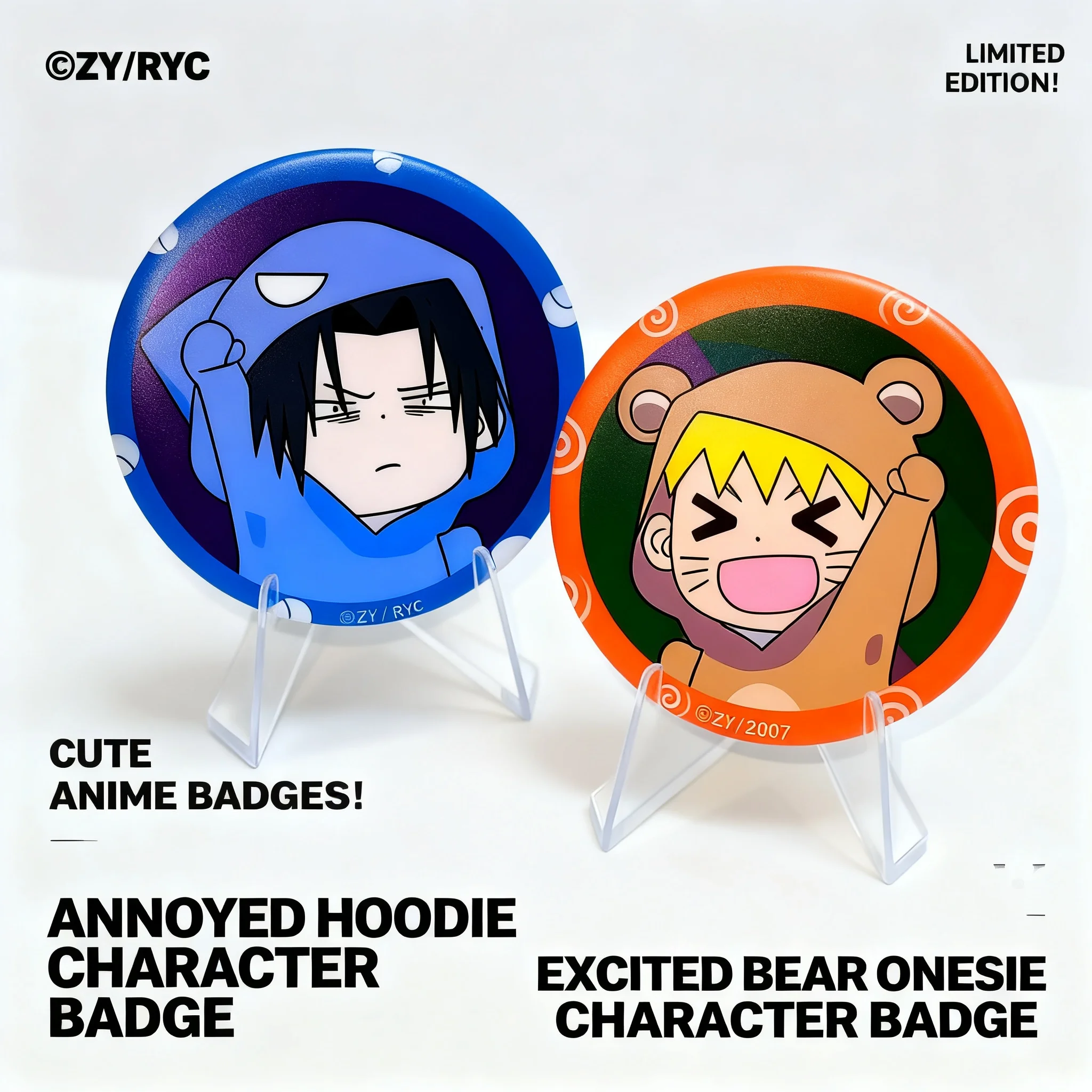 

Naruto Shippuden Anime Q Badge Pin Brooch Uzumaki Naruto Sasuke Hatake Kakashi Keychain Decoration Accessory