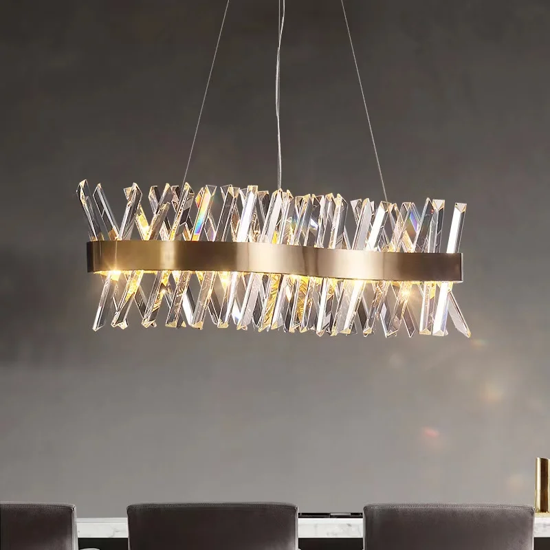 Postmodern Crystal Chandelier S-shaped Indoor LED Decor Pendant Light For Living Room Bedroom Restaurant Bar Kitchen Island Lamp