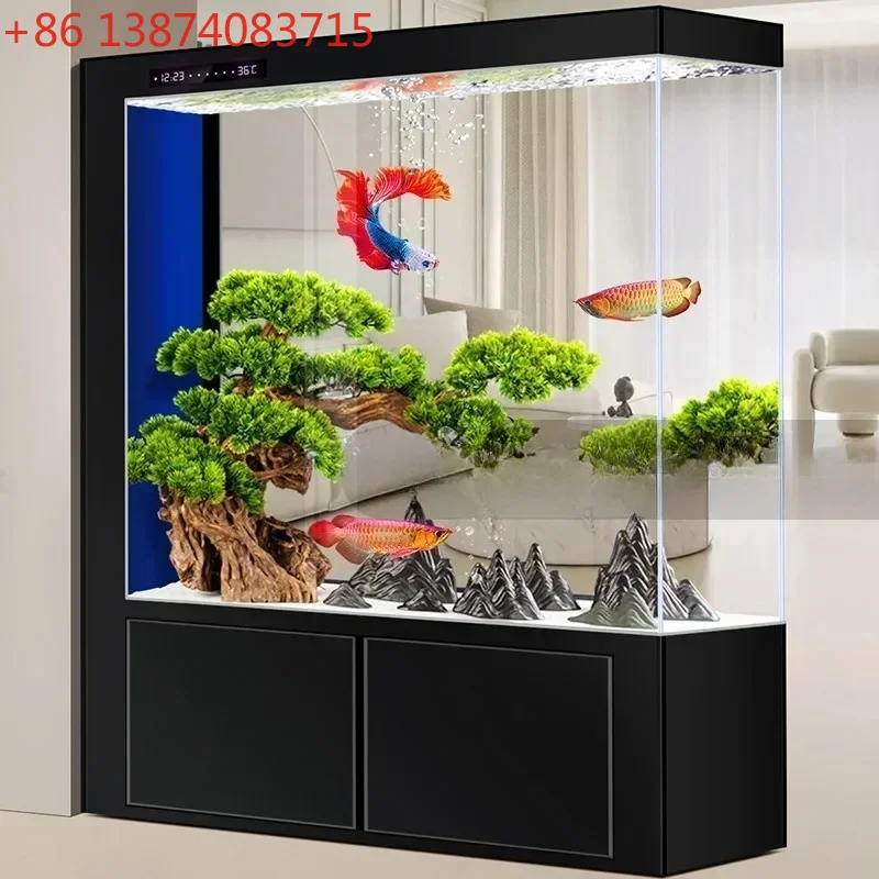 

Super White Glass Screen Fish Tank Living Room Large Partition Floor Ecological Fish Globe