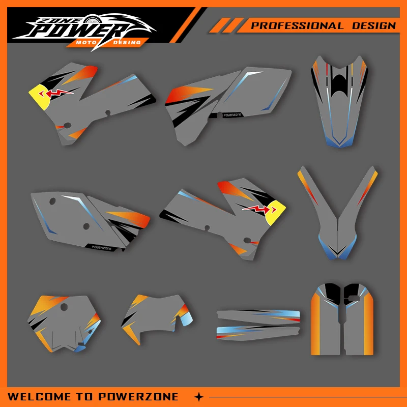 

POWERZONE Motocross Graphics Background Sticker Decal Kit For KTM 2005 2006 SXF 2006 2007 XCF 2006 2007 EXC 300 350 Customized