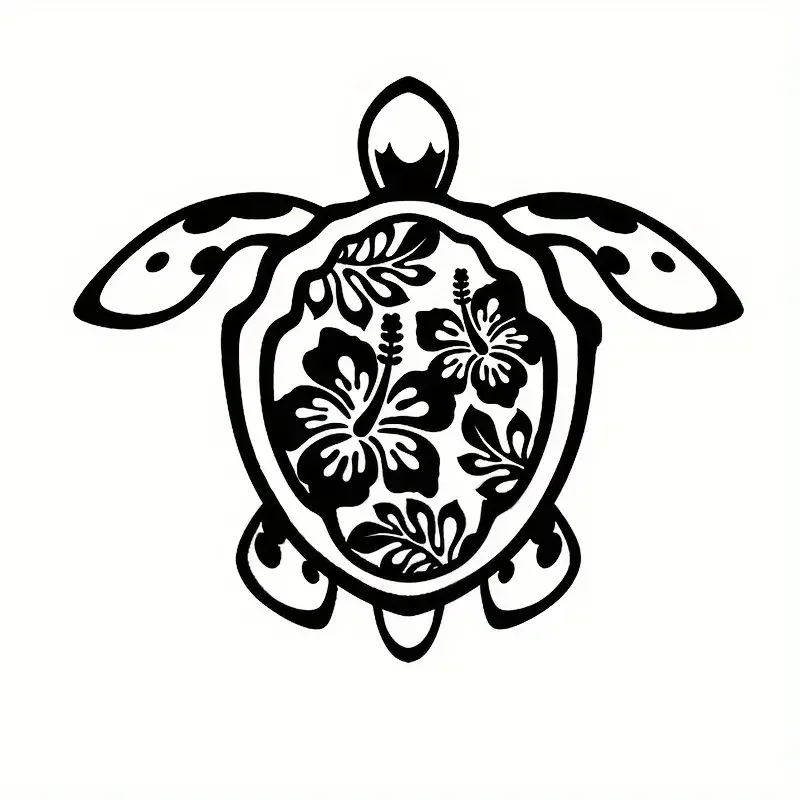 1pc Creative Sea Turtle Car Sticker Vinyl Decals Self-adhesive Black And White Available