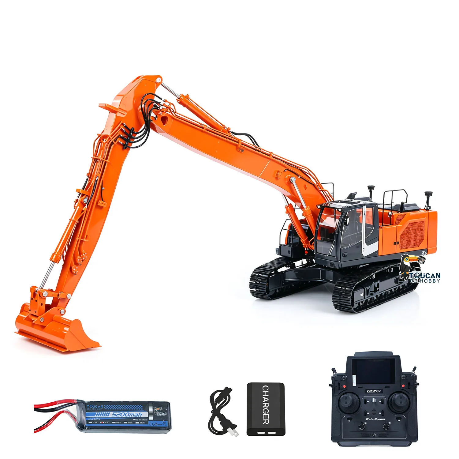 LESU AOUE LR945 1/14 Metal RC Hydraulic Excavator CNC Long Reach Remote Control Digger RTR 7CH PL18EV LITE Radio Light Sound Car