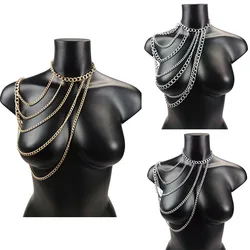 Shoulder Chain Jewelry Metal Body Chain Chest Chain Body Jewelry Fashion for Women Sexy Bikini Accessories Gift Goth Party Goth