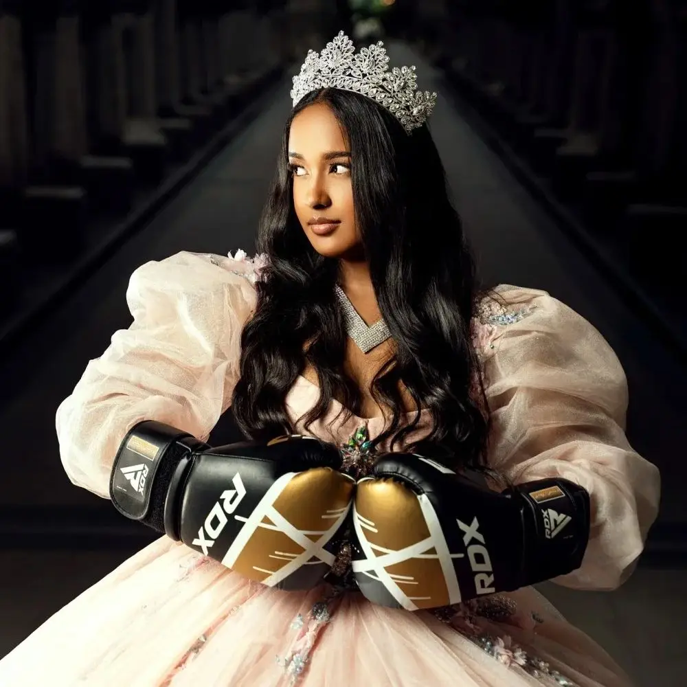 فستان FURSTENBERG Quinceeneara للفتيات السود بأكمام طويلة وطول الأرض فساتين حفلات الزهور 15 Anos Vestido مخصص #5