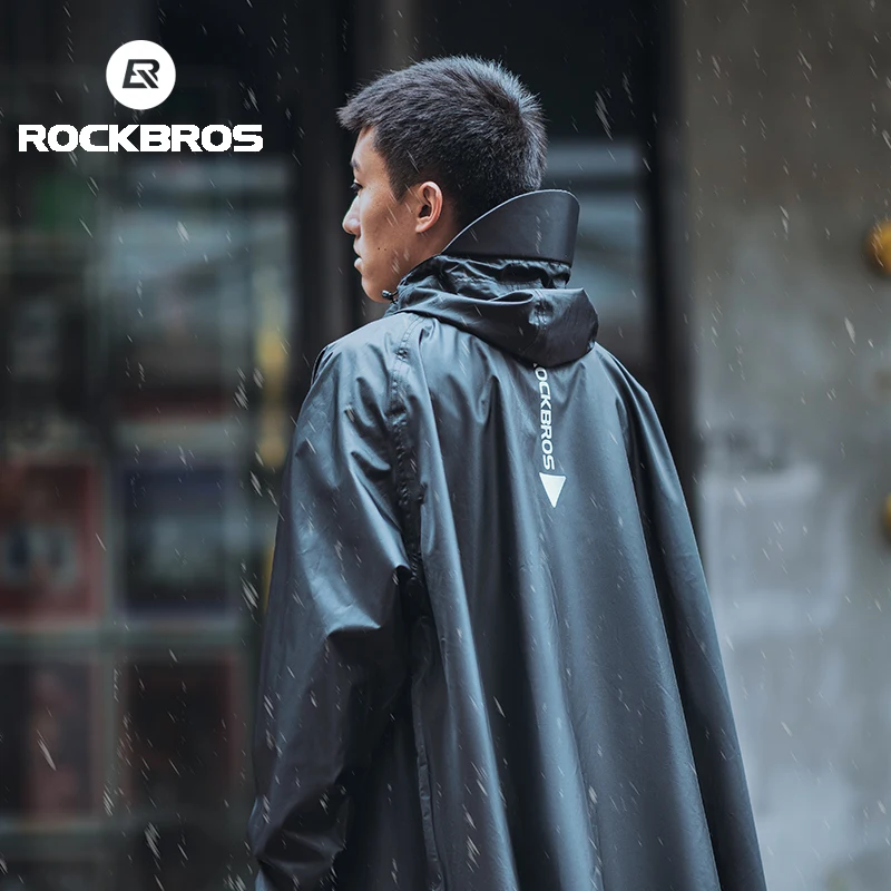 ROCKBROS Electric Scooter Bike Raincoat Heavy Rainproof Poncho With Large Brim Single Rider Rain Cape for E-Bike Motorcycle