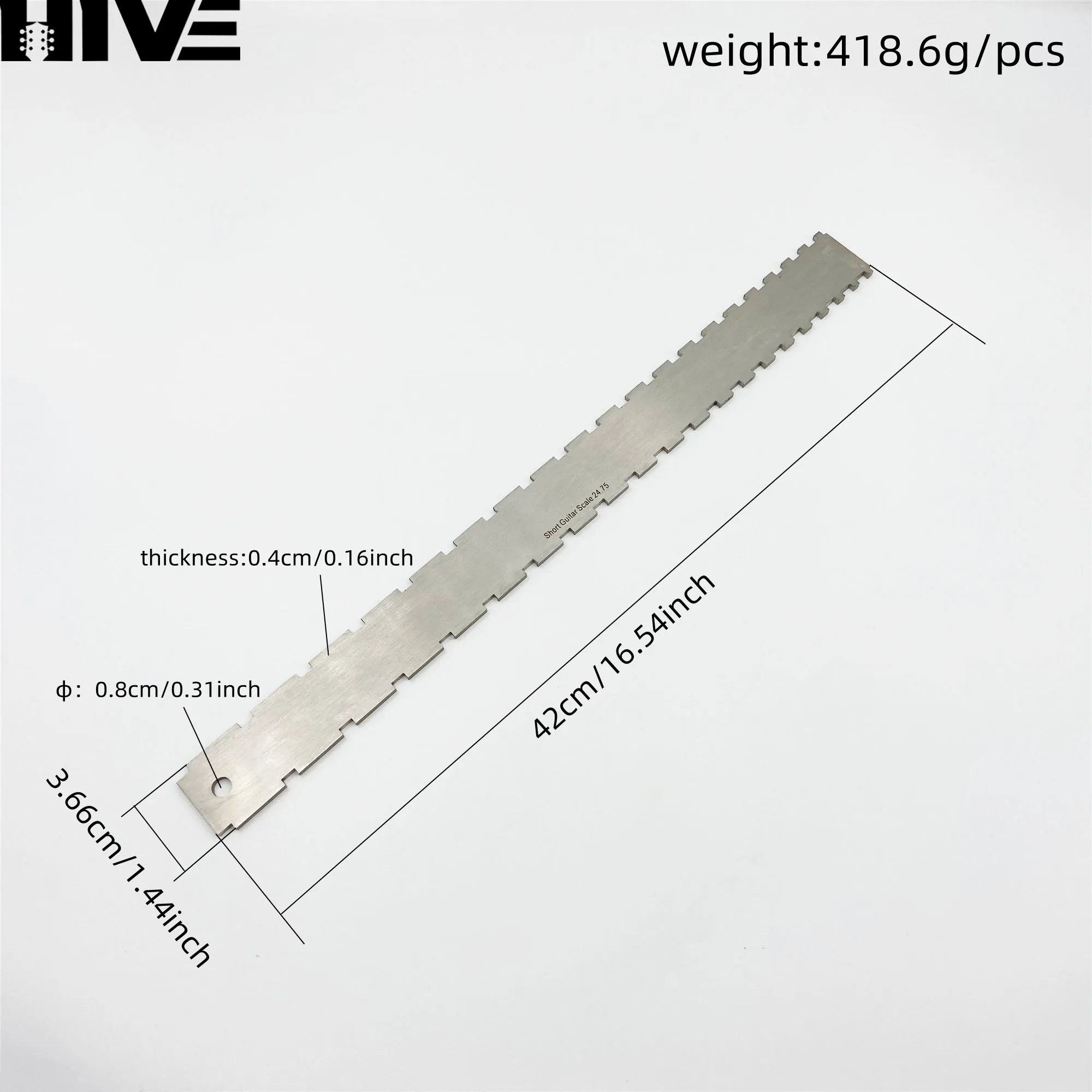 4mm Thick Stainless Steel Guitar Neck Notch Ruler Folk Electric Bass Guitar Neck Ruler Fingerboard Level Measuring Ruler