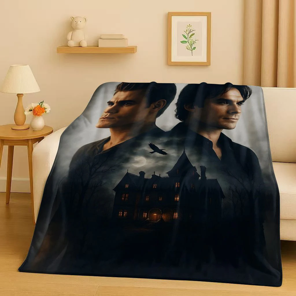 Classic The Vampire Diaries Damon Salvatore TV Flannel Blanket,Ultra Soft Warm Plush Throw for Home Bedroom Bed Sofa Cover Kids