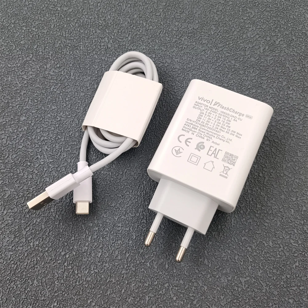 VIVO 66W Original Flash Charger Power Wall Adapter 1M USB Type C Fast Cable For Vivo X90 X80 X70 X60 Y35 Y22S Y33 IQOO 11 10 Pro - náhled 3
